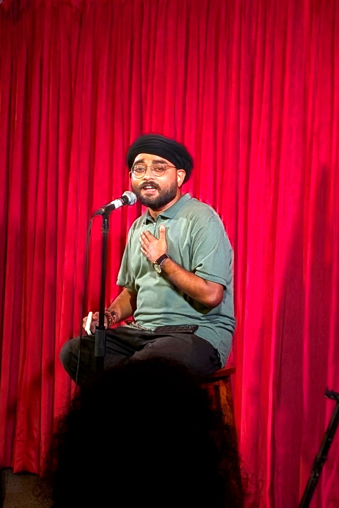 Poet performing at Tarang open mic